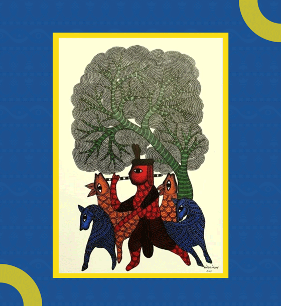 Gond Painting: Tree of Life by Artist Manoj Tekam (Gallery Unique art)