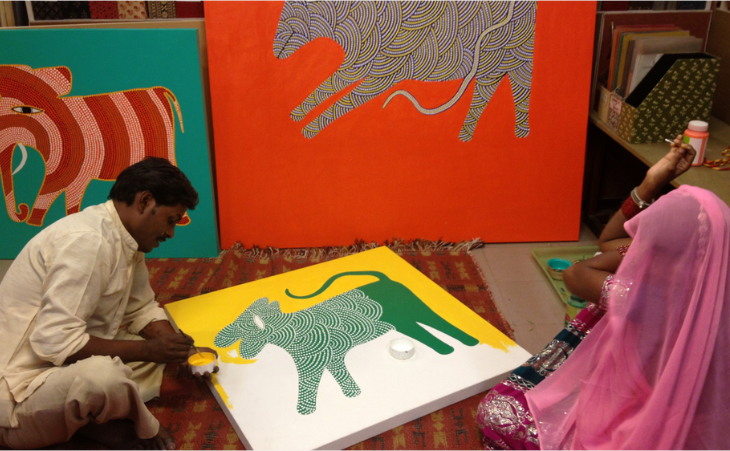artist making Rajesthan Folk Art