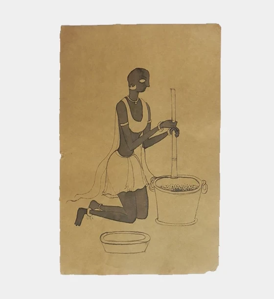 Chaksudan Pata Art Painting | Traditional Activity of Spice Grinding | CP 37