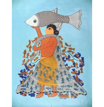 ゴンドアートNo.26 Reverence to the holy cow – Bridge Bharat